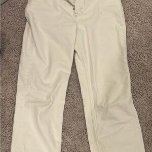 Abercrombie cream ankle straight ultra high rise